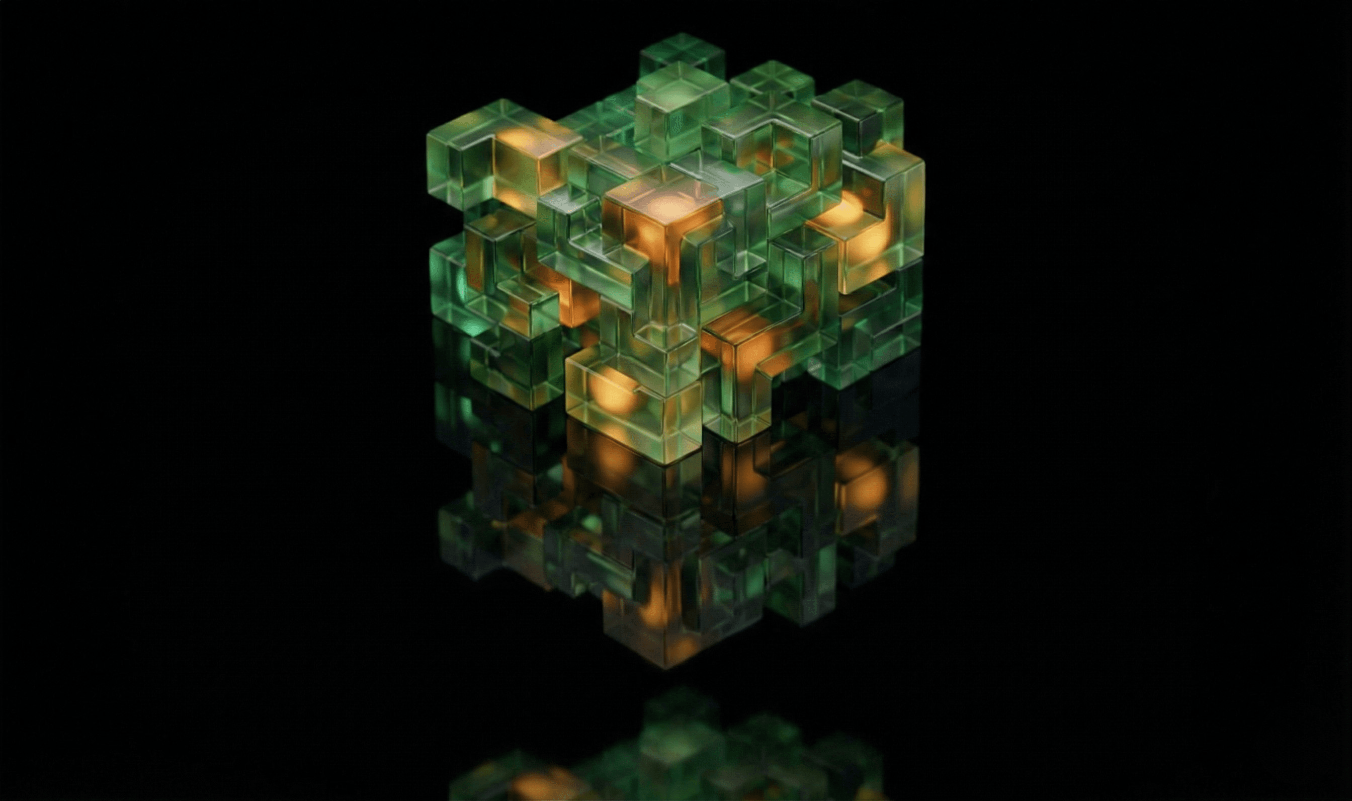Abstract 3D crystal cube representing innovation